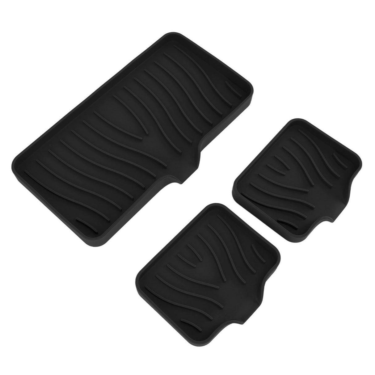 Kitchen Soap Tray Countertop Silicone Sink Deflector Sponge Holder for Bathroom Toilet Black
