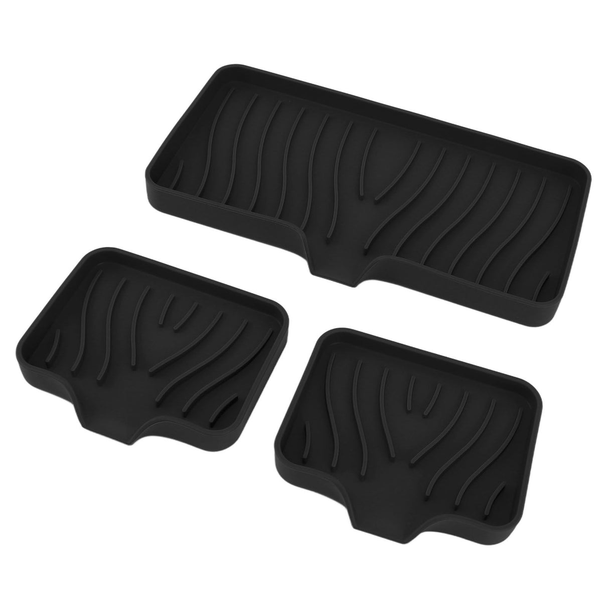 Kitchen Soap Tray Countertop Silicone Sink Deflector Sponge Holder for Bathroom Toilet Black