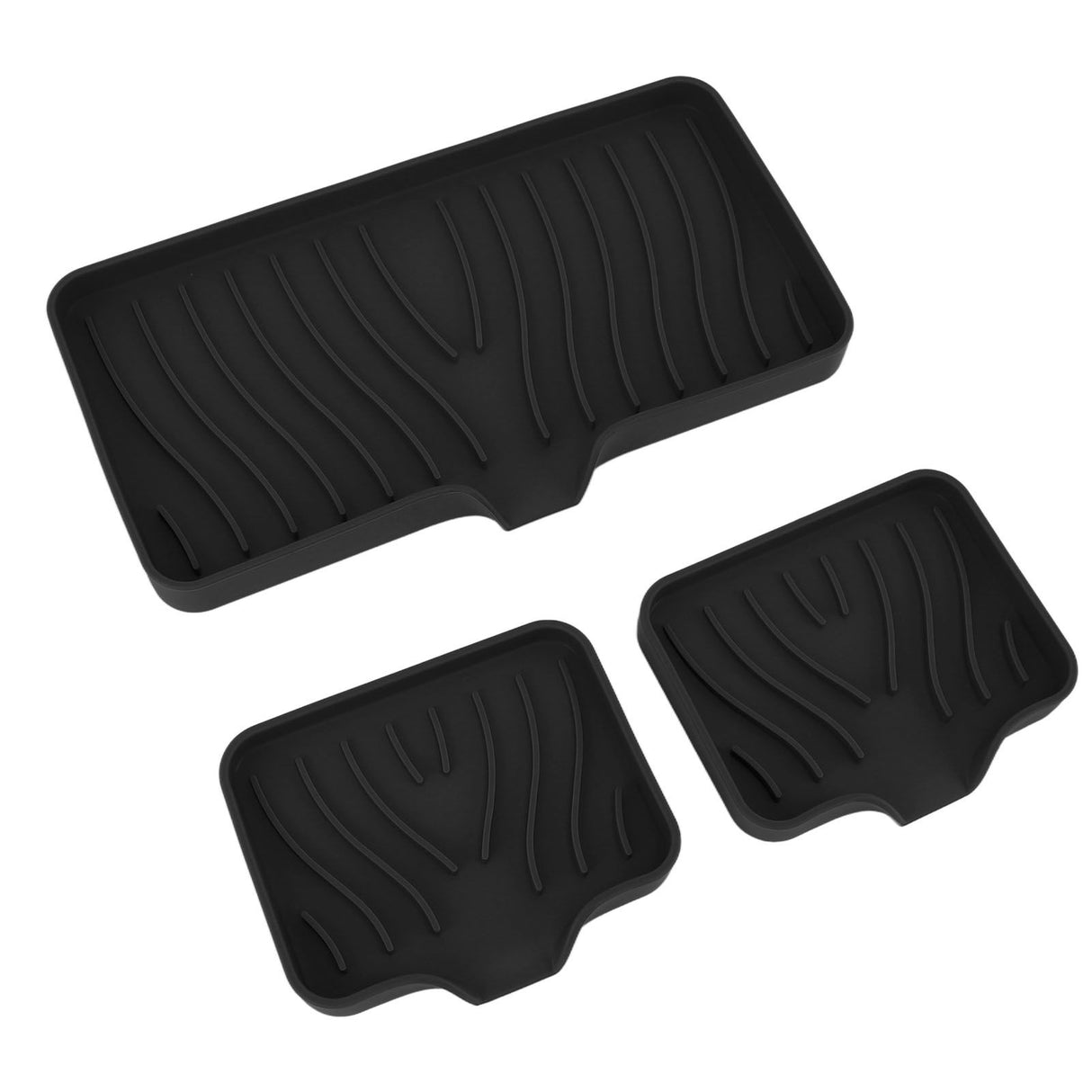 Kitchen Soap Tray Countertop Silicone Sink Deflector Sponge Holder for Bathroom Toilet Black