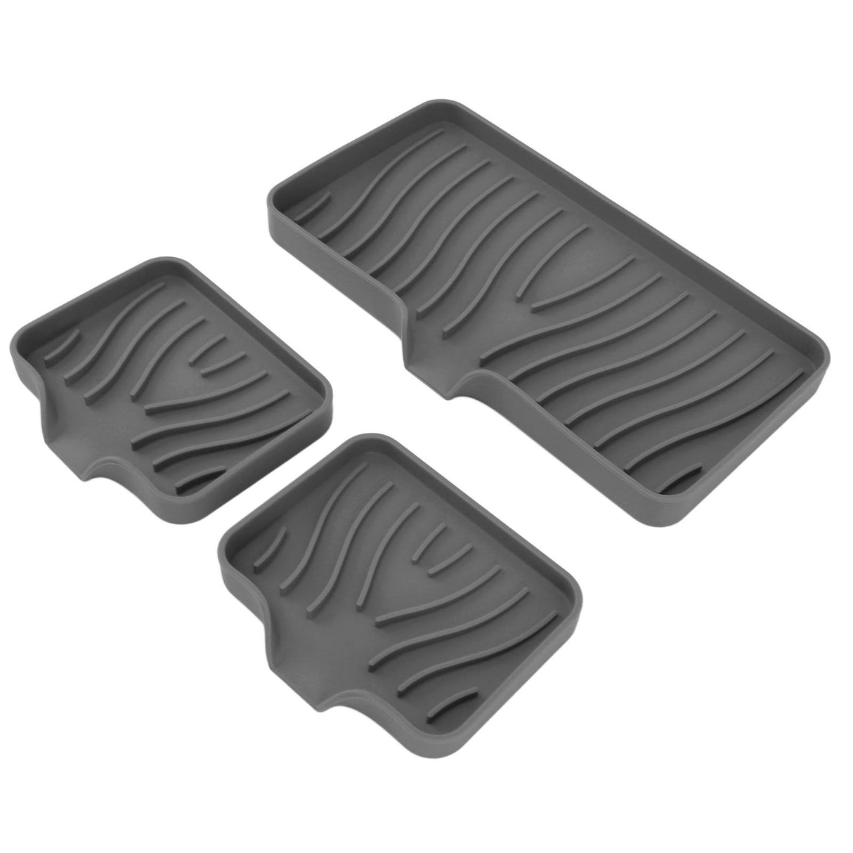Kitchen Soap Tray Countertop Silicone Sink Deflector Sponge Holder for Bathroom Toilet Grey