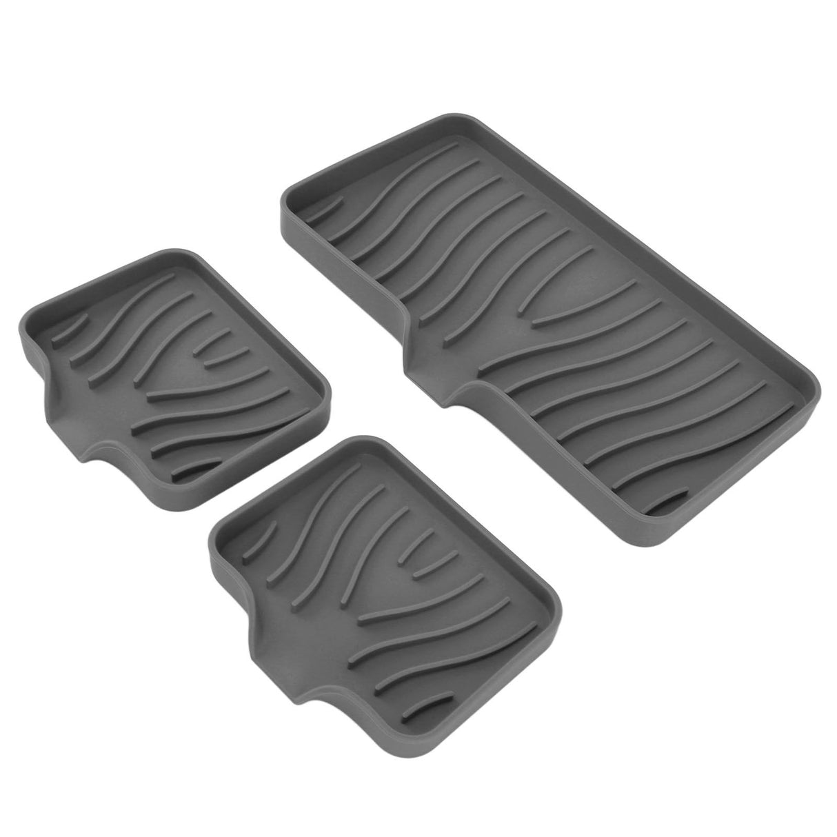 Kitchen Soap Tray Countertop Silicone Sink Deflector Sponge Holder for Bathroom Toilet Grey