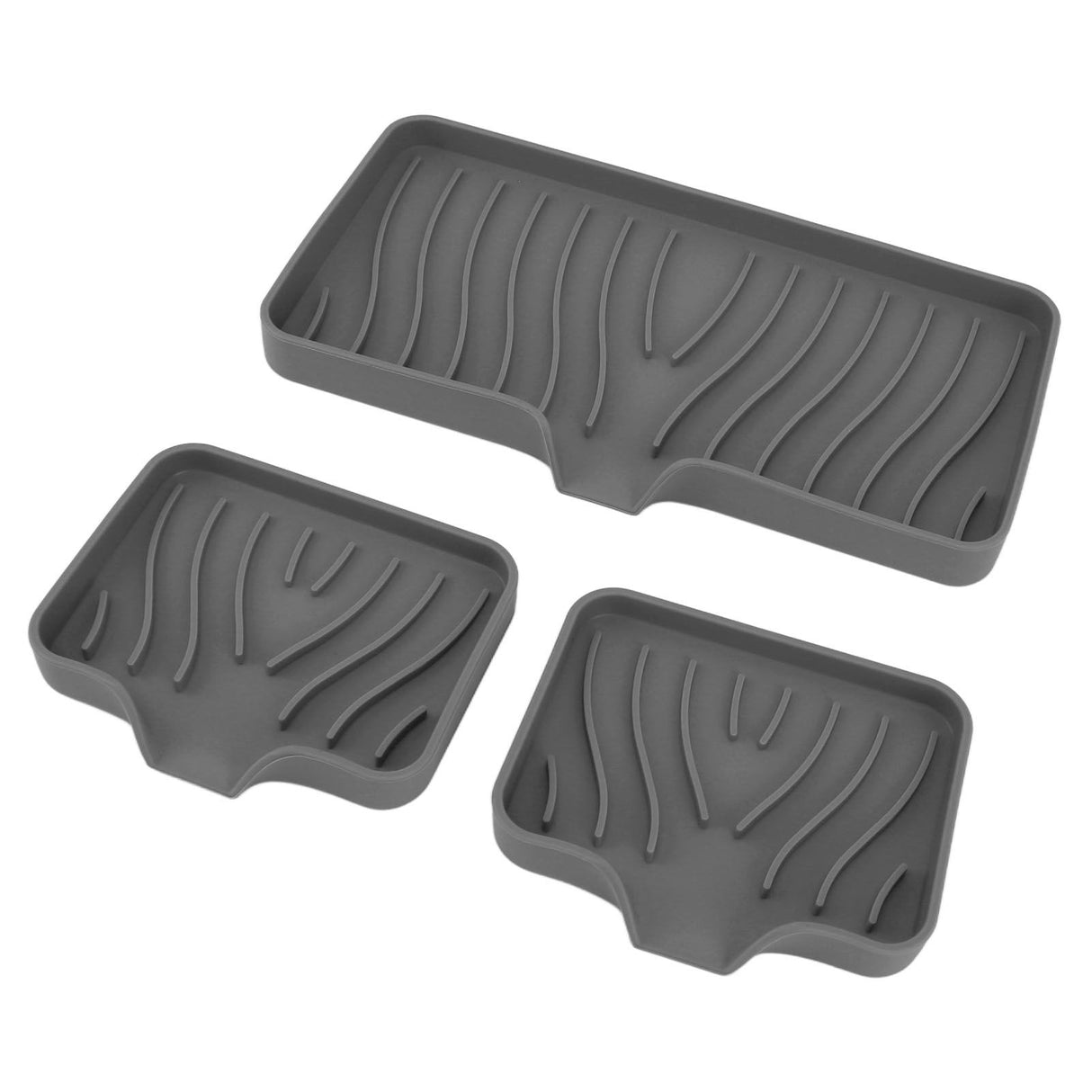 Kitchen Soap Tray Countertop Silicone Sink Deflector Sponge Holder for Bathroom Toilet Grey