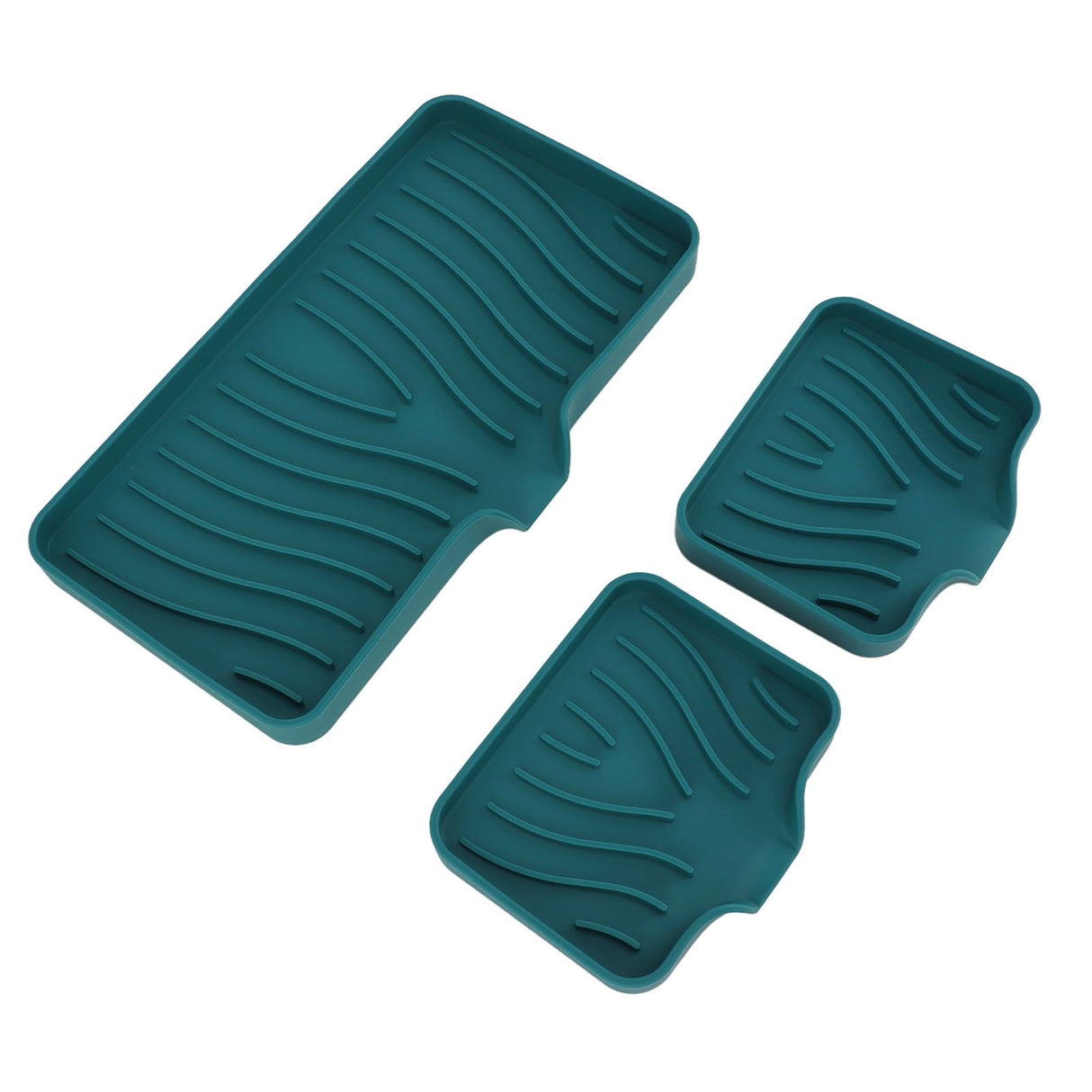 Kitchen Soap Tray Countertop Silicone Sink Deflector Sponge Holder for Bathroom Toilet Green
