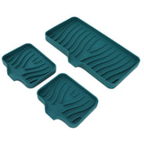 Kitchen Soap Tray Countertop Silicone Sink Deflector Sponge Holder for Bathroom Toilet Green - Top-Down View