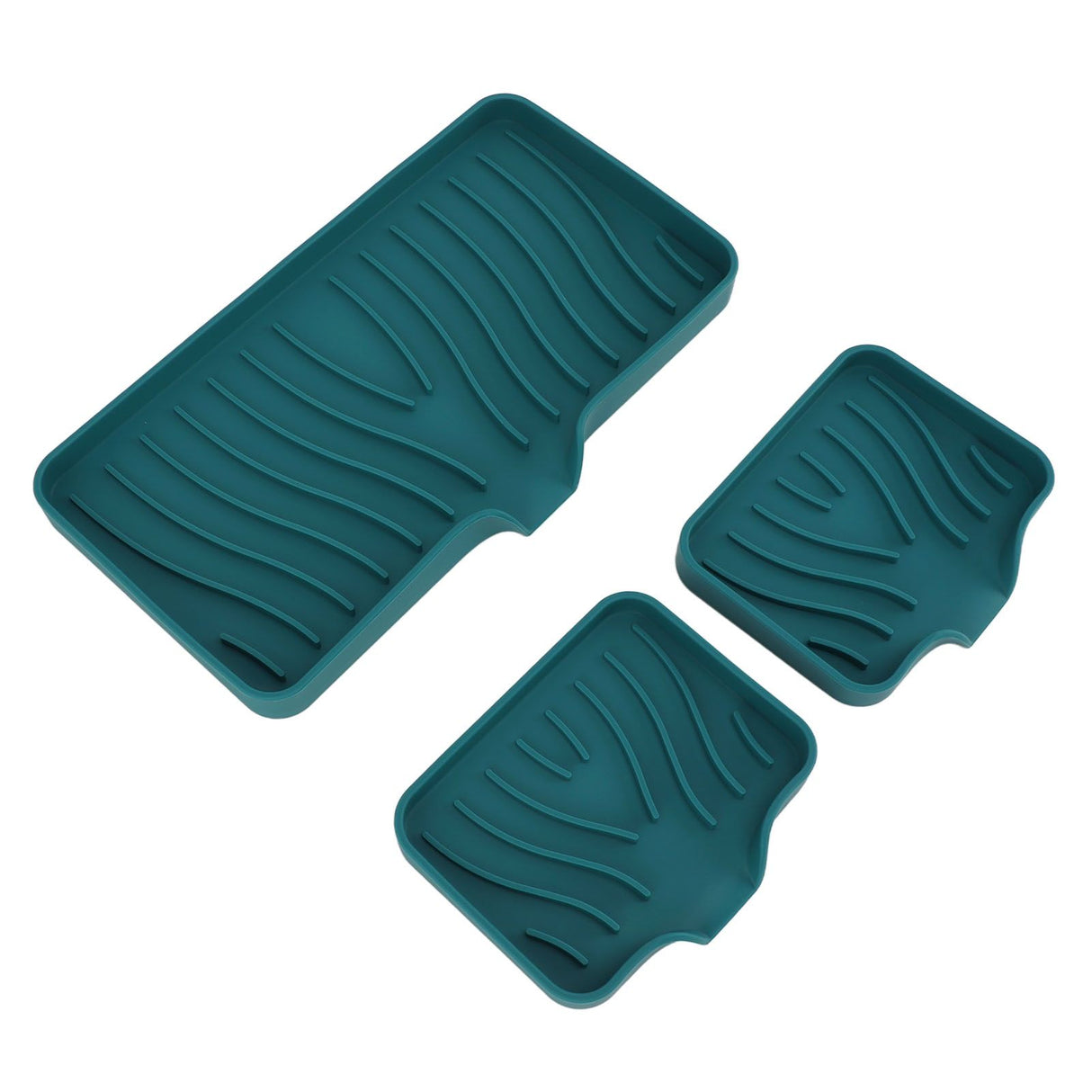 Kitchen Soap Tray Countertop Silicone Sink Deflector Sponge Holder for Bathroom Toilet Green