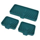 Kitchen Soap Tray Countertop Silicone Sink Deflector Sponge Holder for Bathroom Toilet Green