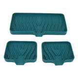Kitchen Soap Tray Countertop Silicone Sink Deflector Sponge Holder for Bathroom Toilet Green - Extra Image