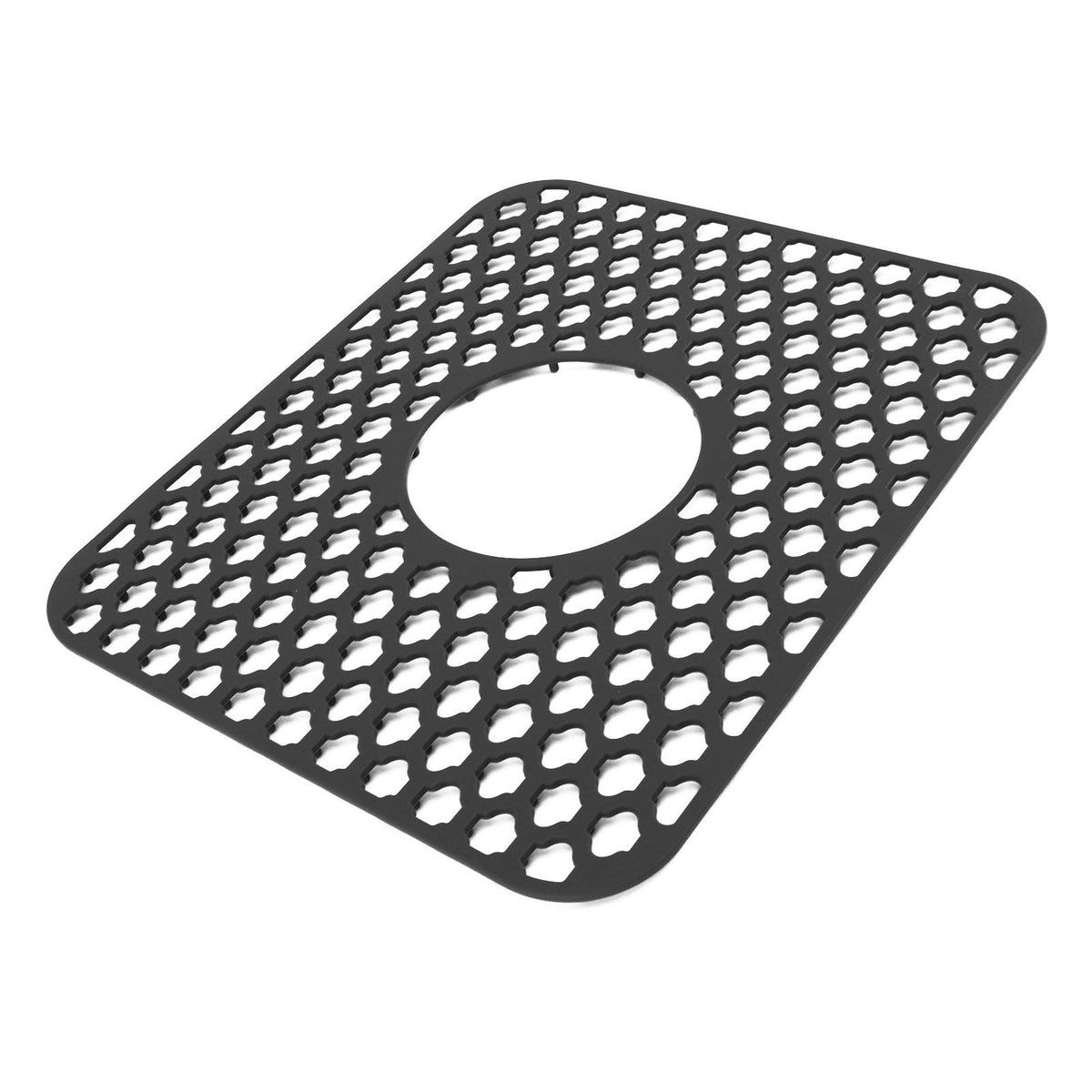 Sink Protector for Kitchen Silicone Non Slip Heat Resistant Mat for Bottom of Center Drain Sink Farmhouse Stainless Steel Porcelain Sink Black