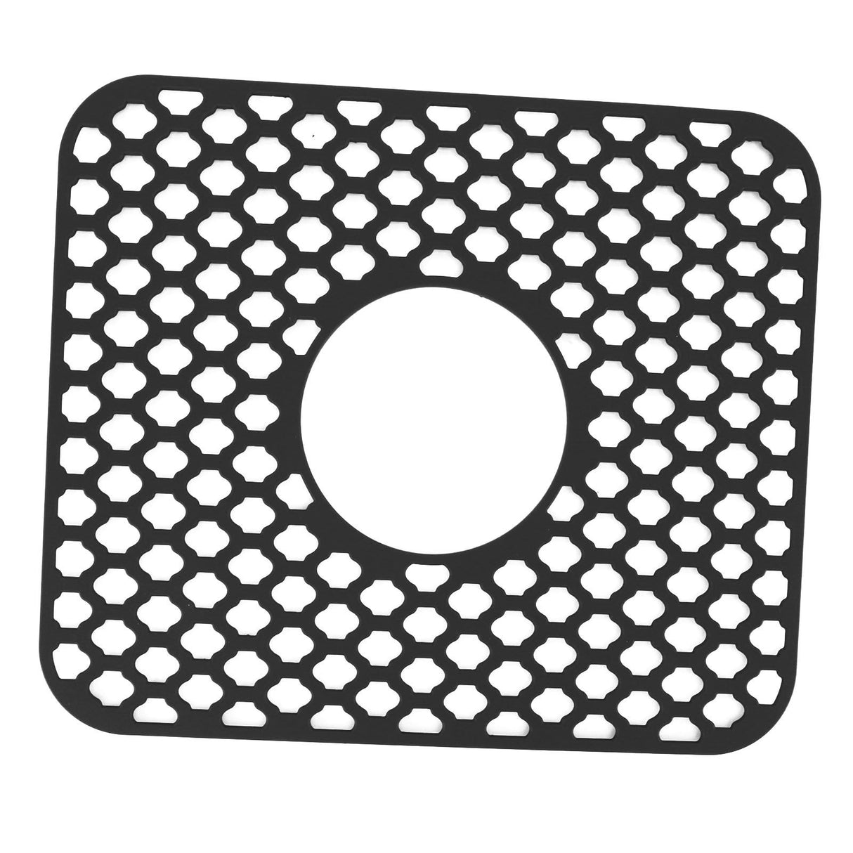 Sink Protector for Kitchen Silicone Non Slip Heat Resistant Mat for Bottom of Center Drain Sink Farmhouse Stainless Steel Porcelain Sink Black
