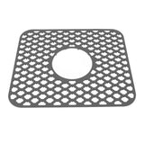 Sink Protector for Kitchen Silicone Non Slip Heat Resistant Mat for Bottom of Center Drain Sink Farmhouse Stainless Steel Porcelain Sink Grey - Side View
