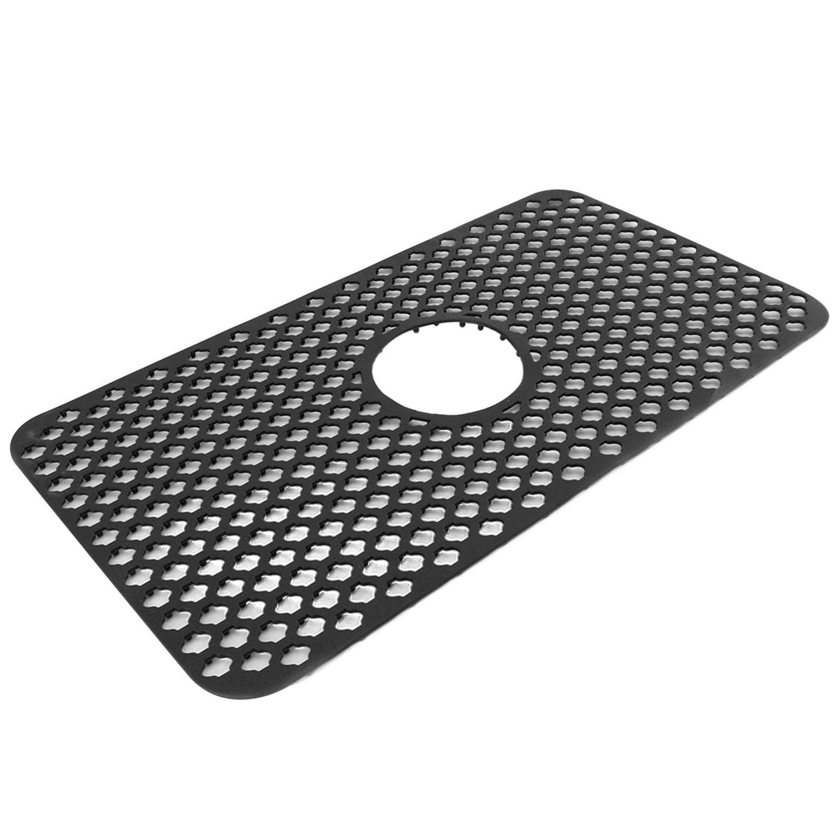 Hollow Insulated Kitchen Sink Mat Non Slip Multi Functional Large Size Silicone Sink Mat Protector Black