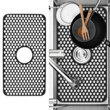 Hollow Insulated Kitchen Sink Mat Non Slip Multi Functional Large Size Silicone Sink Mat Protector Black