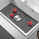 Hollow Insulated Kitchen Sink Mat Non Slip Multi Functional Large Size Silicone Sink Mat Protector Black