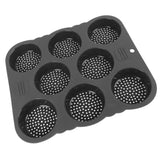 Hamburger Bun Mold Silicone 8 Cavity Easy Release Heat Resistant Hamburger Bread Bakery Pan for Kitchen - Close-Up Angle
