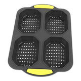 4 Grid Silicone Loaf Pan Baking Pan for Baking French Baguettes Hot Dog Buns Bread Mold Nonstick Dishwasher Safe Heat Resistant - Front View