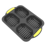 4 Grid Silicone Loaf Pan Baking Pan for Baking French Baguettes Hot Dog Buns Bread Mold Nonstick Dishwasher Safe Heat Resistant