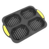 4 Grid Silicone Loaf Pan Baking Pan for Baking French Baguettes Hot Dog Buns Bread Mold Nonstick Dishwasher Safe Heat Resistant - Top-Down View