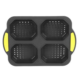 4 Grid Silicone Loaf Pan Baking Pan for Baking French Baguettes Hot Dog Buns Bread Mold Nonstick Dishwasher Safe Heat Resistant