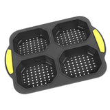 4 Grid Silicone Loaf Pan Baking Pan for Baking French Baguettes Hot Dog Buns Bread Mold Nonstick Dishwasher Safe Heat Resistant - Close-Up Angle