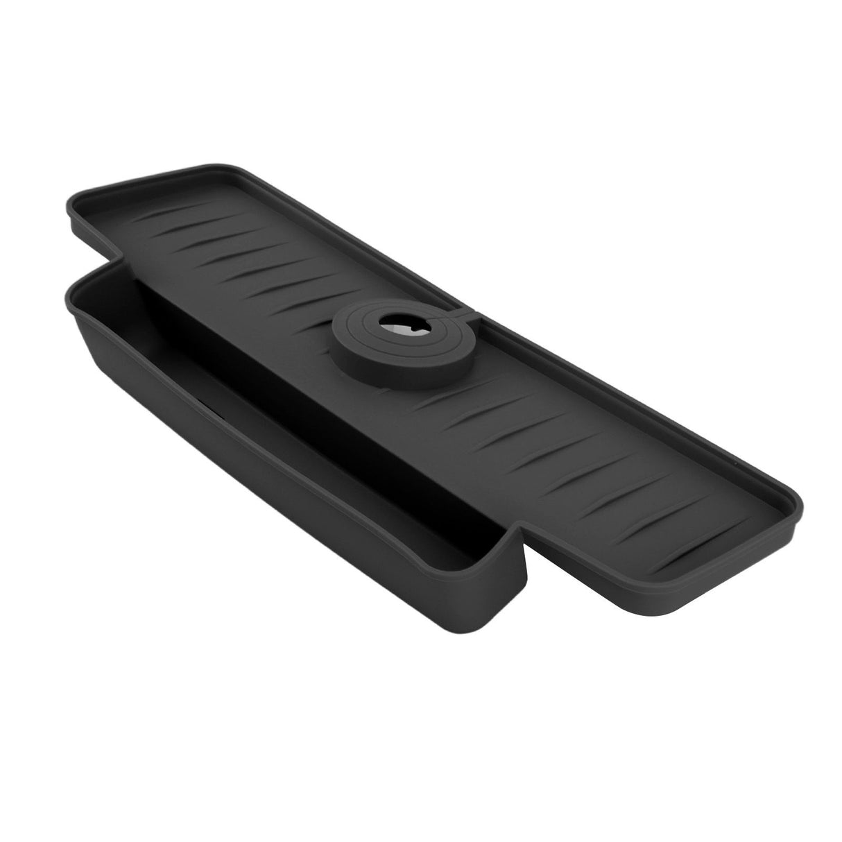 Faucet Splash Proof Draining Rack Silicone Foldable Faucet Handle Drip Catcher Tray Drainer Shelf Basket for Kitchen Black