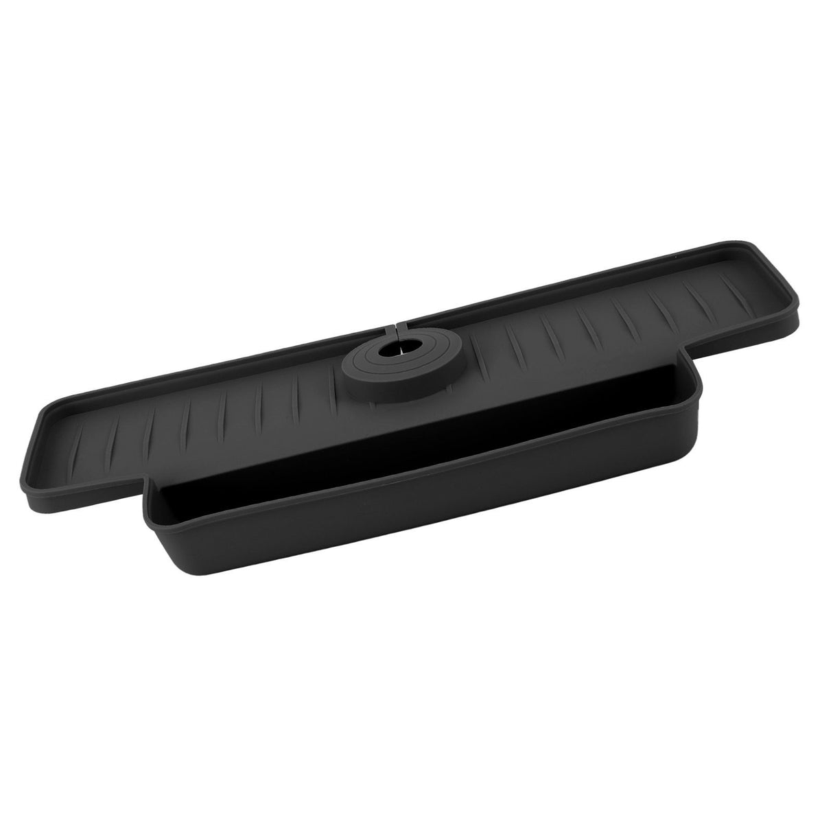 Faucet Splash Proof Draining Rack Silicone Foldable Faucet Handle Drip Catcher Tray Drainer Shelf Basket for Kitchen Black