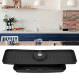 Faucet Splash Proof Draining Rack Silicone Foldable Faucet Handle Drip Catcher Tray Drainer Shelf Basket for Kitchen Black