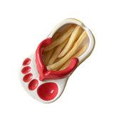 Ceramic French Fries Dish Cute Flip Flops French Fries Plate Cute Ceramic Bowl Flip Flops Shaped Snack Chip Soy Sauce Serving Dish Bowl Plate Red