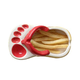 Ceramic French Fries Dish Cute Flip Flops French Fries Plate Cute Ceramic Bowl Flip Flops Shaped Snack Chip Soy Sauce Serving Dish Bowl Plate Red - Top-Down View