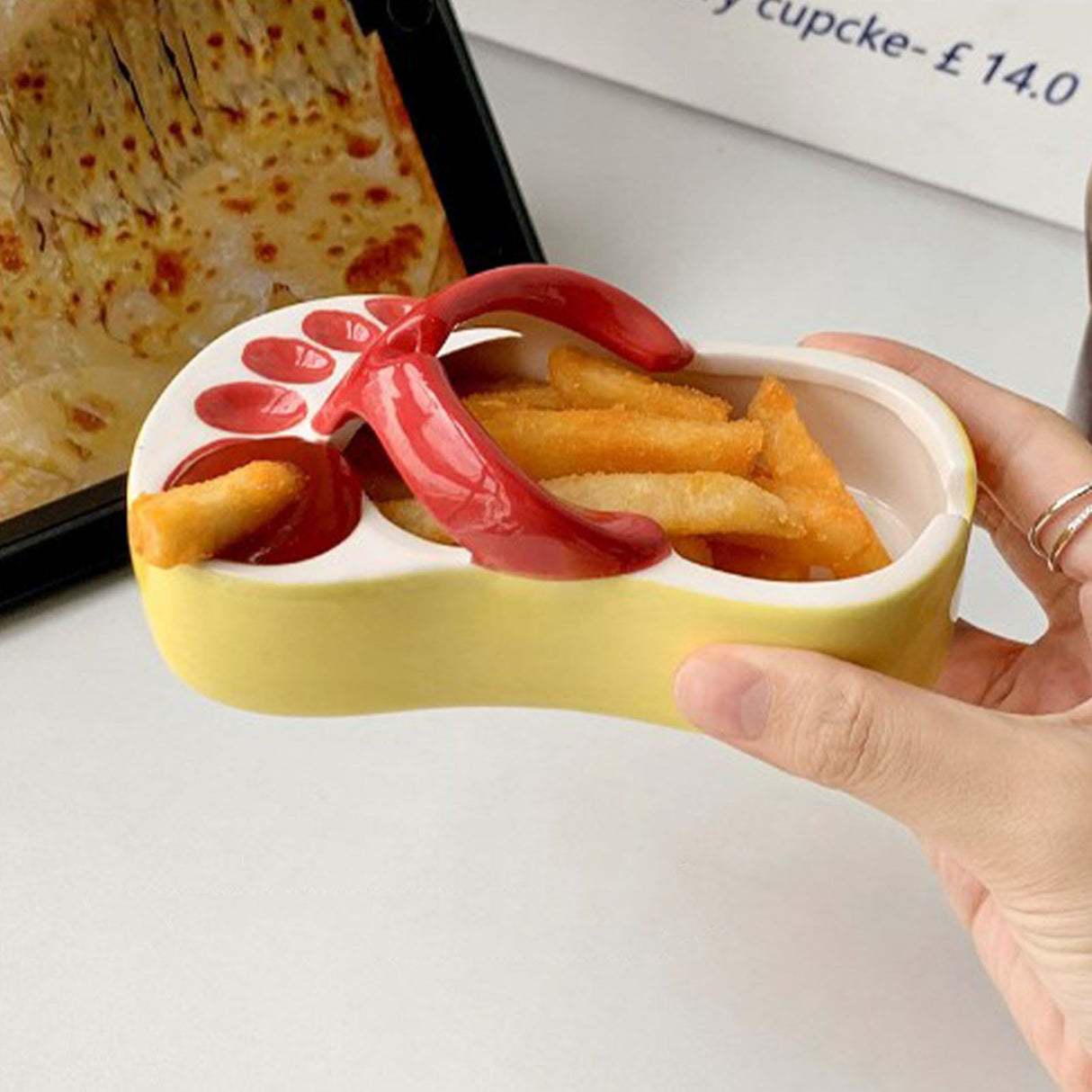 Ceramic French Fries Dish Cute Flip Flops French Fries Plate Cute Ceramic Bowl Flip Flops Shaped Snack Chip Soy Sauce Serving Dish Bowl Plate Red