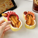 Ceramic French Fries Dish Cute Flip Flops French Fries Plate Cute Ceramic Bowl Flip Flops Shaped Snack Chip Soy Sauce Serving Dish Bowl Plate Red