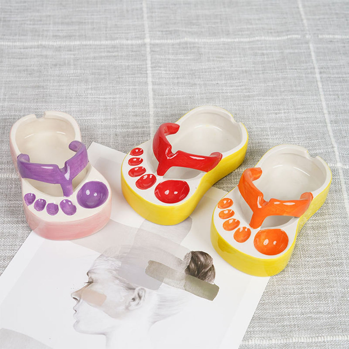 Ceramic French Fries Dish Cute Flip Flops French Fries Plate Cute Ceramic Bowl Flip Flops Shaped Snack Chip Soy Sauce Serving Dish Bowl Plate Red