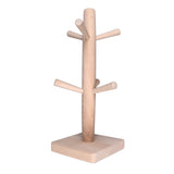 Mug Holder Tree Wood Hanger Stand with 6 Hooks Weighted Base Anti Slip Coffee Mug Rack for Kitchen Counter Cabinet - Front View