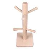 Mug Holder Tree Wood Hanger Stand with 6 Hooks Weighted Base Anti Slip Coffee Mug Rack for Kitchen Counter Cabinet - Top-Down View