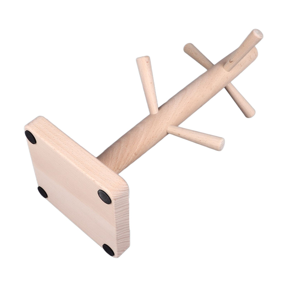 Mug Holder Tree Wood Hanger Stand with 6 Hooks Weighted Base Anti Slip Coffee Mug Rack for Kitchen Counter Cabinet