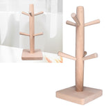 Mug Holder Tree Wood Hanger Stand with 6 Hooks Weighted Base Anti Slip Coffee Mug Rack for Kitchen Counter Cabinet