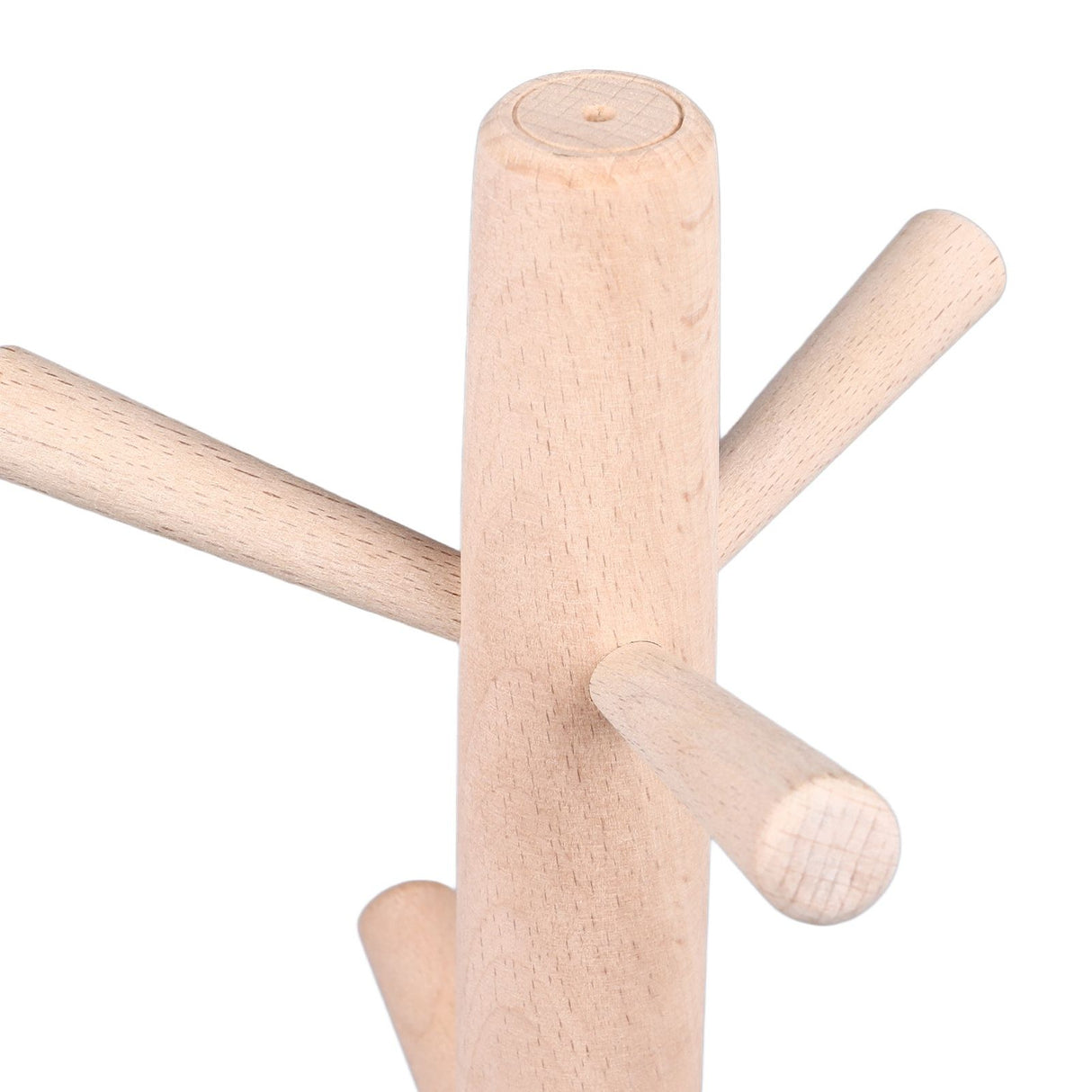 Mug Holder Tree Wood Hanger Stand with 6 Hooks Weighted Base Anti Slip Coffee Mug Rack for Kitchen Counter Cabinet