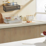 Kitchen Hanging Storage Rack Wall Mounted Storage Basket Punch Free Hanging Wall Organizer Baskets for Dormitory Bedroom White