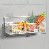 Kitchen Hanging Storage Rack Wall Mounted Storage Basket Punch Free Hanging Wall Organizer Baskets for Dormitory Bedroom White