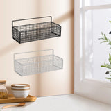 Kitchen Hanging Storage Rack Wall Mounted Storage Basket Punch Free Hanging Wall Organizer Baskets for Dormitory Bedroom White - Extra Image