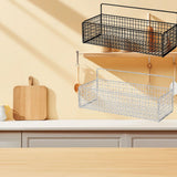 Kitchen Hanging Storage Rack Wall Mounted Storage Basket Punch Free Hanging Wall Organizer Baskets for Dormitory Bedroom White - Extra Image