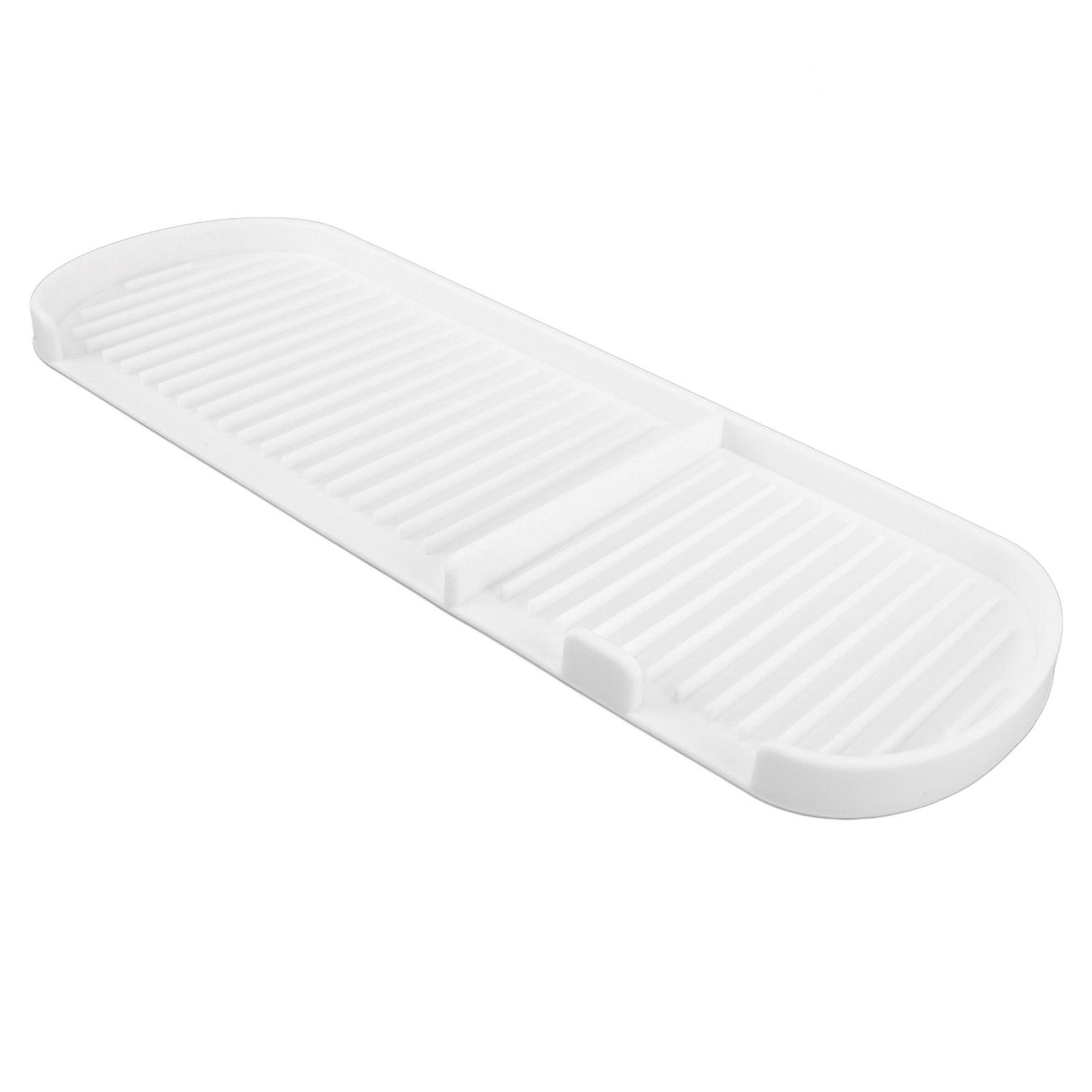 Counter Silicone Drainage Tray Food Grade Skid Resistance Frosted Bottom Silicone Dish Drying Mat for Bathroom White