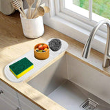 Counter Silicone Drainage Tray Food Grade Skid Resistance Frosted Bottom Silicone Dish Drying Mat for Bathroom White - Extra Image