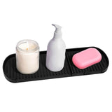 Counter Silicone Drainage Tray Food Grade Skid Resistance Frosted Bottom Silicone Dish Drying Mat for Bathroom Black - Extra Image