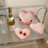 Serving Platter Heart Shape Dinner Plate Plastic Easy to Clean Versatile Kitchen Dinnerware for Party Gathering Wedding 5 Platters with Holder