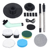 Electric Handheld Brush Adjustable Extension Handle Powerful Highly Efficient Labor Saving Electric Spin Scrubber for Bathroom Kitchen 6 Heads Green