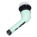 Electric Handheld Brush Adjustable Extension Handle Powerful Highly Efficient Labor Saving Electric Spin Scrubber for Bathroom Kitchen 6 Heads Green - Top-Down View