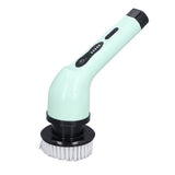 Electric Handheld Brush Adjustable Extension Handle Powerful Highly Efficient Labor Saving Electric Spin Scrubber for Bathroom Kitchen 6 Heads Green