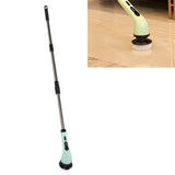 Electric Handheld Brush Adjustable Extension Handle Powerful Highly Efficient Labor Saving Electric Spin Scrubber for Bathroom Kitchen 6 Heads Green