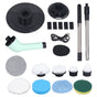 Electric Handheld Brush Adjustable Extension Handle Powerful Highly Efficient Labor Saving Electric Spin Scrubber for Bathroom Kitchen 9 Heads Green