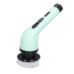 Electric Handheld Brush Adjustable Extension Handle Powerful Highly Efficient Labor Saving Electric Spin Scrubber for Bathroom Kitchen 9 Heads Green